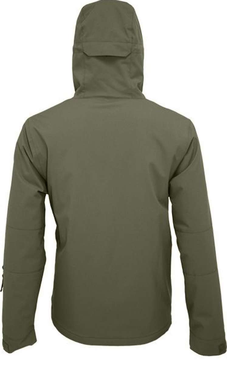 Turbine Baker Insulated Anorak Jacket 2024 - A dark green jacket with a hood, featuring two zippered pockets on either side and a central zipper down the front.