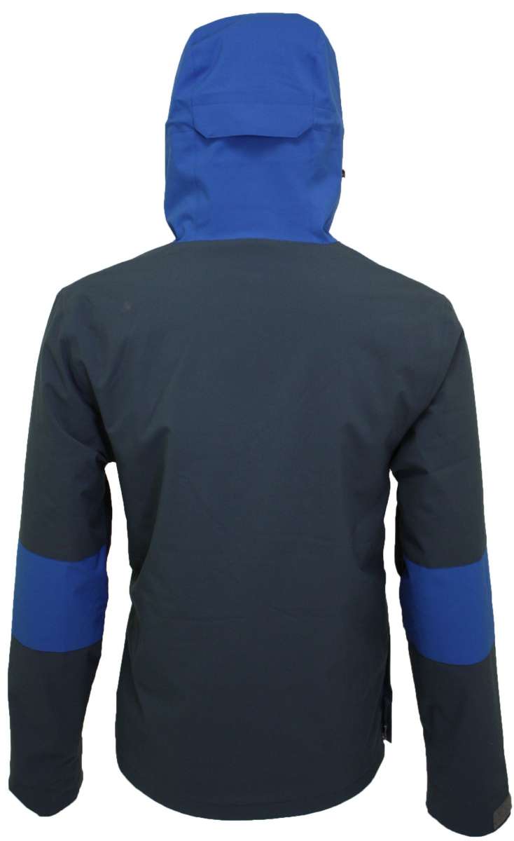 Turbine Baker Insulated Anorak Jacket 2024 - A dark gray jacket with a blue hood and accents on the sleeves.