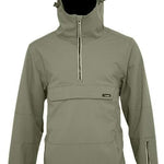 Turbine Baker Insulated Anorak Jacket 2024 - A dark gray anorak jacket with a high collar and zippered chest pocket, featuring a small black logo on the right side of the chest pocket.