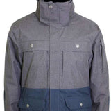 Turbine Beacon Insulated Jacket - A gray jacket with a hood, featuring two chest pockets and one lower pocket on the front.