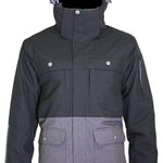 Turbine Beacon Insulated Jacket 2021-2022 - A black and grey insulated jacket with a hood, featuring two chest pockets and two lower pockets.