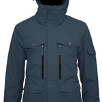 Turbine Bomber Insulated Jacket 2024 - A dark gray jacket with a high collar and zippered pockets, featuring two chest pockets with snap buttons and adjustable cuffs.