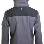 Turbine Bomber Insulated Jacket - A heathered grey jacket with a black stripe across the chest and hood, featuring a white logo on the upper back.