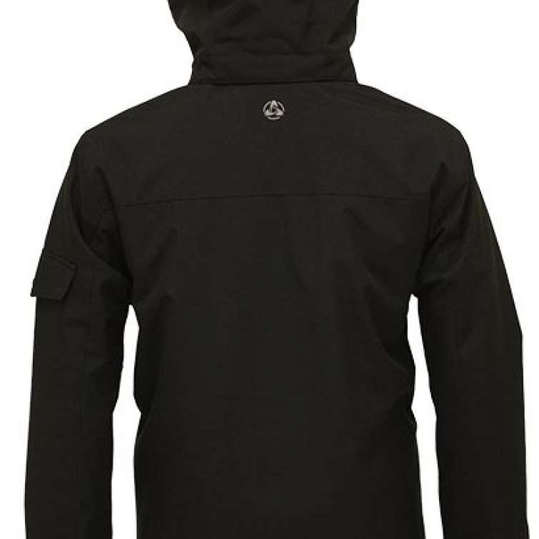 Turbine Bomber Insulated Jacket 2024 - A black jacket with a hood, featuring a small white logo on the upper back.