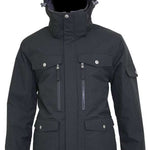 Turbine Bomber Insulated Jacket 2024 - A black jacket with a high collar and zippered pockets, featuring silver zippers and buttons.