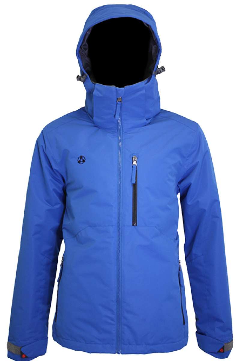Turbine Boot Pack Insulated Jacket 2023 - A royal blue jacket with a black zipper and logo on the left chest.