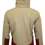 Turbine Boot Pack Insulated Jacket 2023 - A tan jacket with a hood and two zippered pockets on the front, featuring a darker brown stripe across the chest.