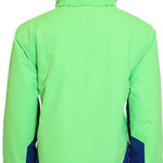 Turbine Boys Method Insulated Jacket 2024 - A bright green jacket with a hood, featuring navy blue accents on the sides and black hardware.