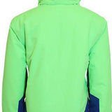 Turbine Boys Method Insulated Jacket 2024 - A bright green jacket with a hood, featuring navy blue accents on the sides and black hardware.