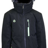 Turbine Boys Method Insulated Jacket 2024 - A black insulated jacket with a hood, featuring a small white logo on the left chest and a vertical zipper pocket on the right side.