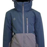 Turbine Boys Method Insulated Jacket 2024 - A dark blue and grey insulated jacket with a hood, featuring a small logo on the left chest area.