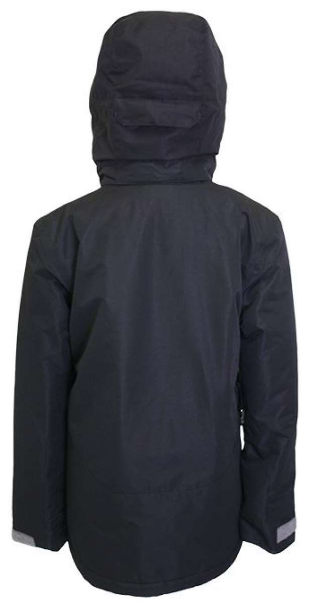 Turbine Boys Method Insulated Jacket 2024 - A black insulated jacket with a hood, featuring reflective trim on the sleeves and chest.