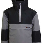 Turbine Boys Ripper Insulated Anorak Jacket 2024 - A black and grey jacket with a hood, featuring a zipper down the front.