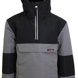 Turbine Boys Ripper Insulated Anorak Jacket 2024 - A black and grey jacket with a hood, featuring a zipper down the front.