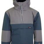 Turbine Boys Ripper Insulated Anorak Jacket 2024 - A gray and navy blue jacket with a hood, featuring a zipper down the front.