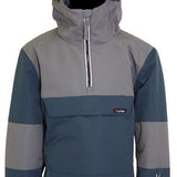 Turbine Boys Ripper Insulated Anorak Jacket 2024 - A gray and navy blue jacket with a hood, featuring a zipper down the front.