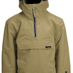 Turbine Boys Ripper Insulated Anorak Jacket 2024 - A tan jacket with a hood, featuring two zippered pockets on the front and a black zipper running down the center.
