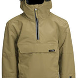 Turbine Boys Ripper Insulated Anorak Jacket 2024 - A tan jacket with a hood, featuring two zippered pockets on the front and a black zipper running down the center.