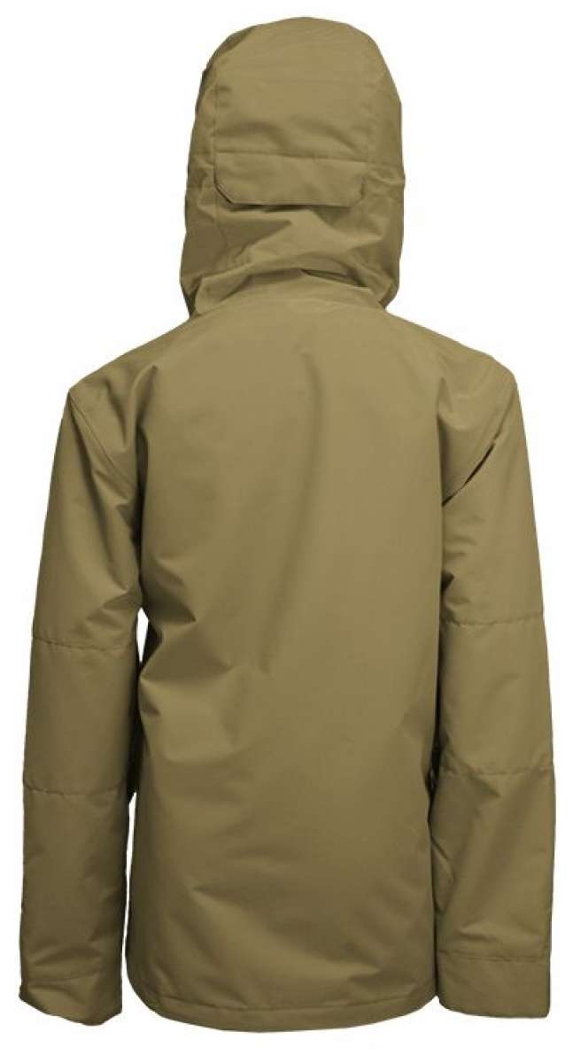 Turbine Boys Ripper Insulated Anorak Jacket 2024 - A khaki green jacket with a hood, featuring two zippered pockets on the front and a zipper closure down the center.
