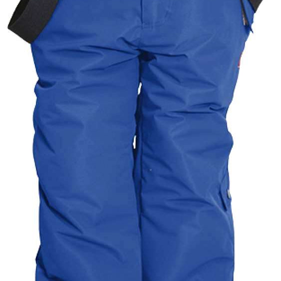 Turbine Boys Rodeo Insulated Pant 2022 - Royal blue snow pants with black suspenders and a white snap button at the waist.