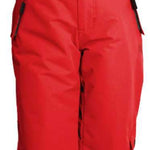 Turbine Boys Rodeo Insulated Pant 2022 - Red snow pants with black suspenders and a zippered pocket on the side.