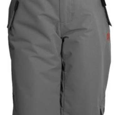 Turbine Boys Rodeo Insulated Pants 2024 - Gray snow pants with black suspenders and a red logo on the left leg.