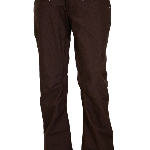 Turbine E2F Shell Pant 2021 - A pair of dark brown snow pants with a silver button on the waistband.