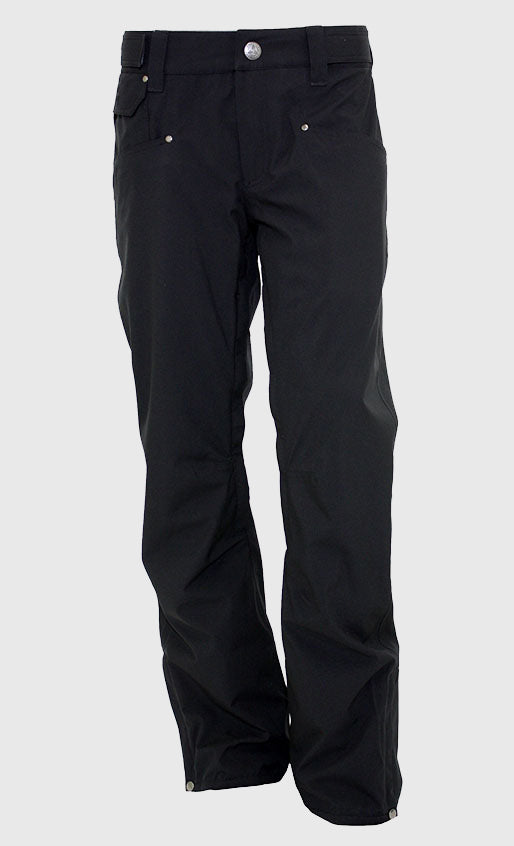 Turbine E2F Shell Pant 2021 - Black snow pants with a silver snap button on the waistband.