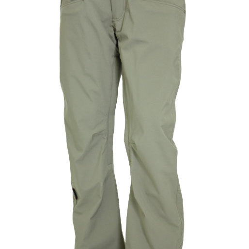 Turbine E2F Shell Pant 2021 - A pair of olive green snow pants with a zippered pocket on the right thigh and two cargo pockets on each side.