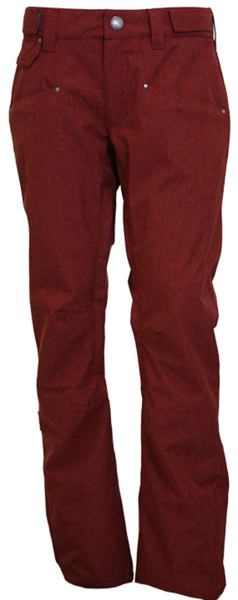 Turbine E2F Shell Pant 2023 - A pair of dark brown snow pants with a subtle pattern and silver hardware on the belt loops.