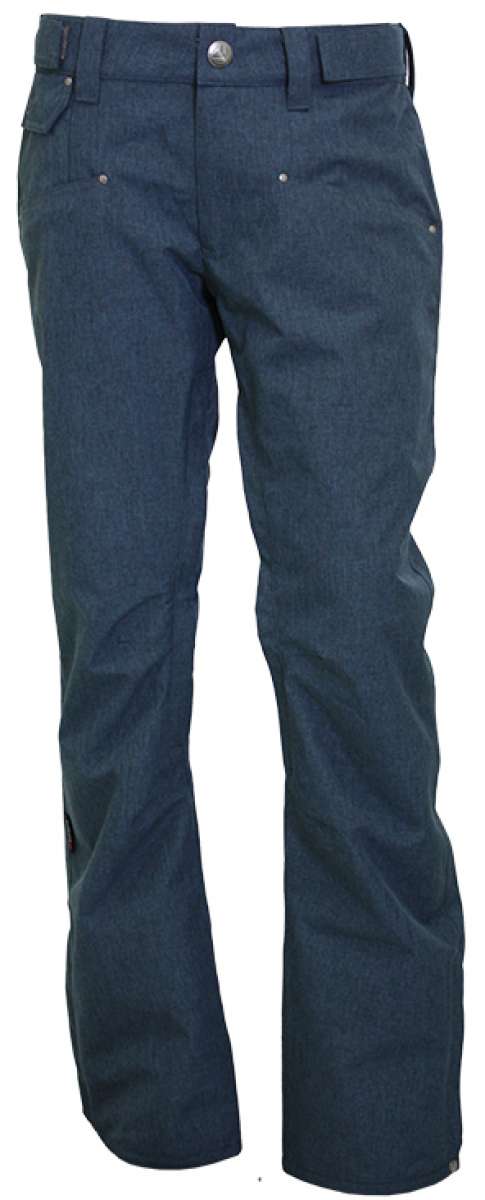 Turbine E2F Shell Pant 2023 - A pair of dark gray snow pants with a subtle pattern and silver hardware.