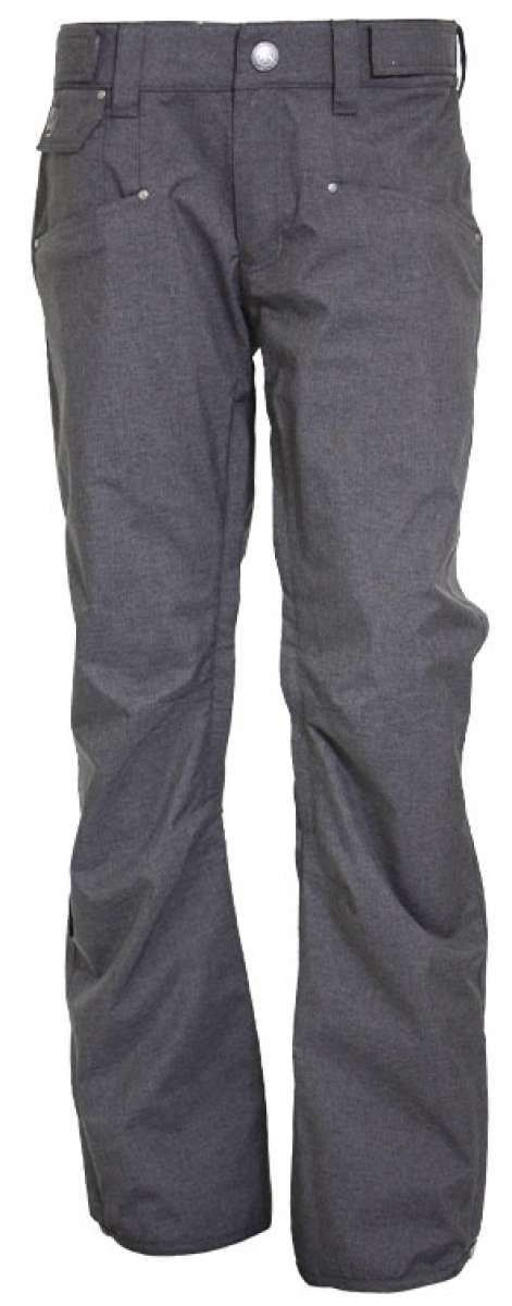 Turbine E2F Shell Pant 2023 - Dark gray pants with a subtle heathered pattern and silver rivets on the back pockets.