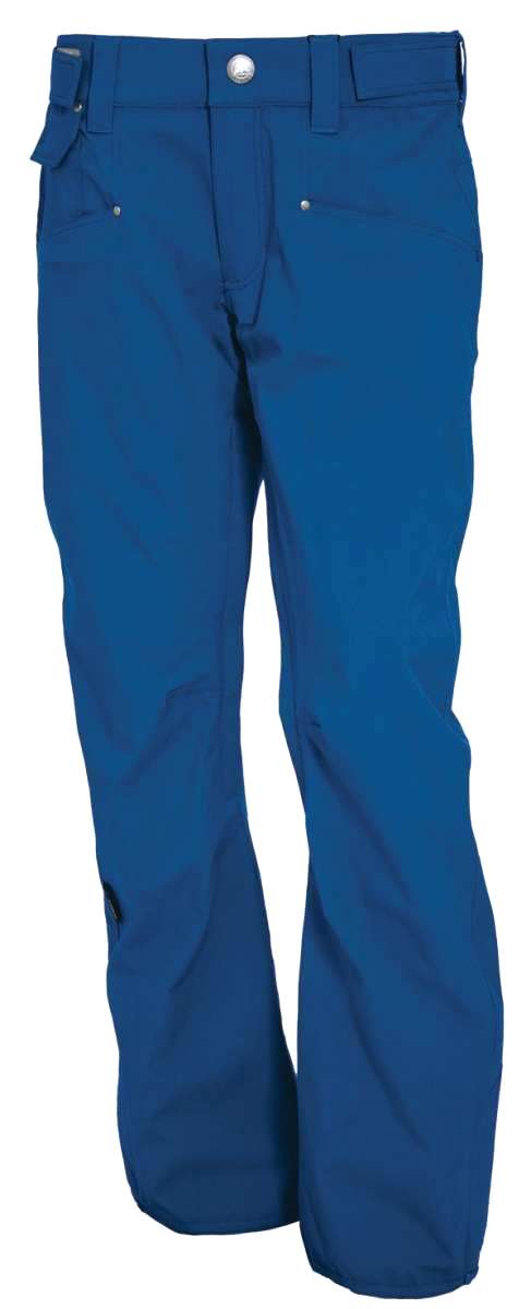 Turbine E2F Shell Pants 2024 - Dark blue pants with a silver snap button on the front waistband.