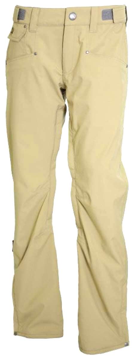 Turbine E2F Shell Pants 2024 - Beige pants with a gray logo on the left thigh and silver hardware.