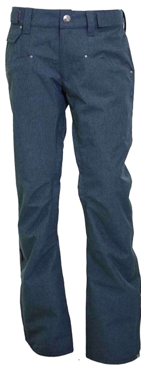 Turbine E2F Shell Pants 2024 - Dark blue pants with a subtle snowflake pattern on the left thigh and right knee, featuring silver-colored rivets along the belt loops.