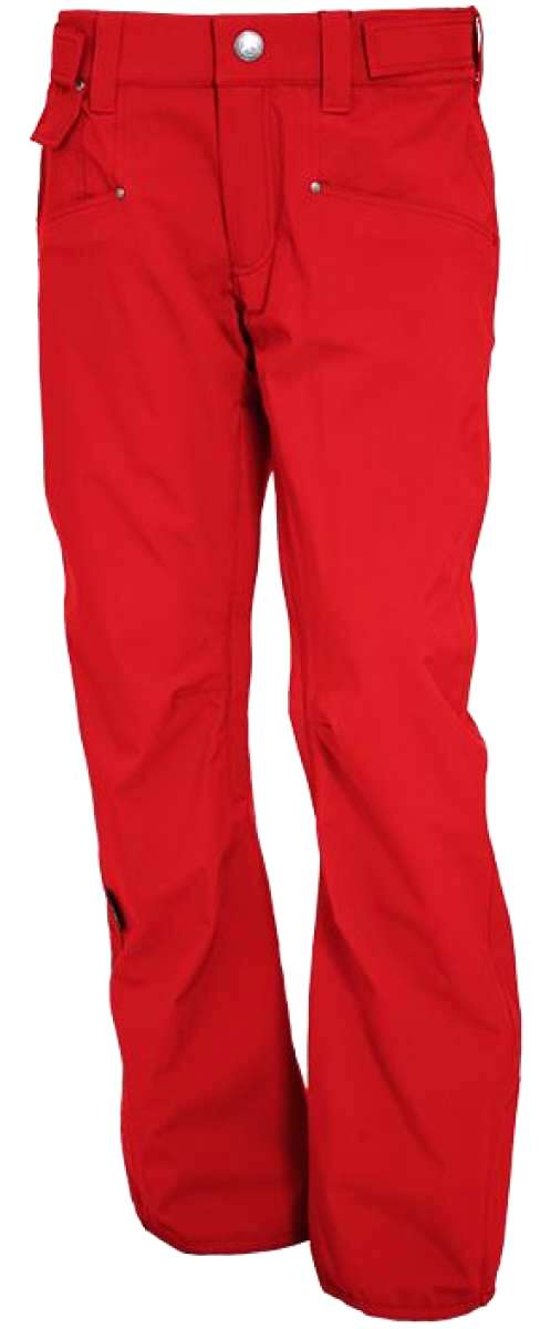 Turbine E2F Shell Pants 2024 - Red snow pants with a silver snap button on the waistband.