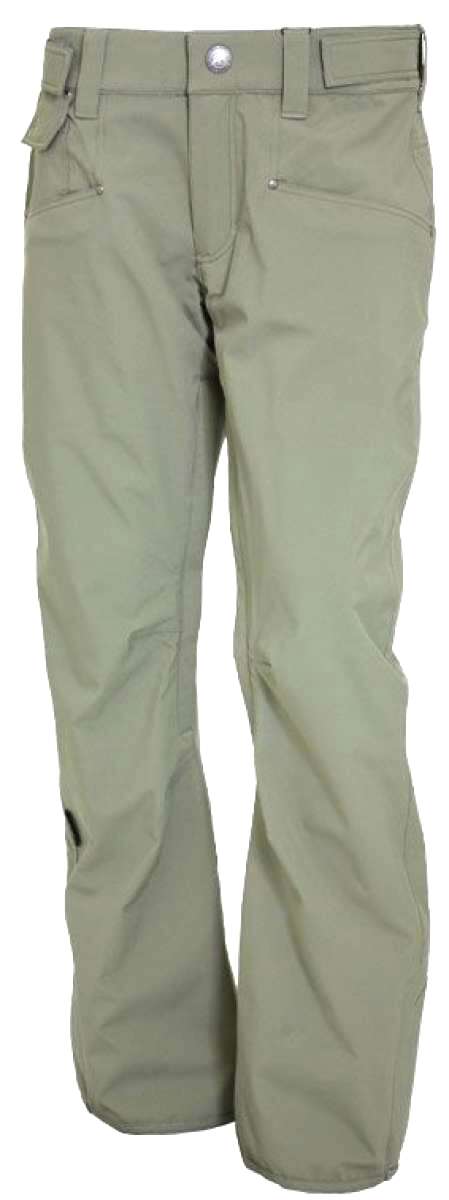 Turbine E2F Shell Pants 2024 - Olive green pants with a belt loop and silver rivet on the back pocket.