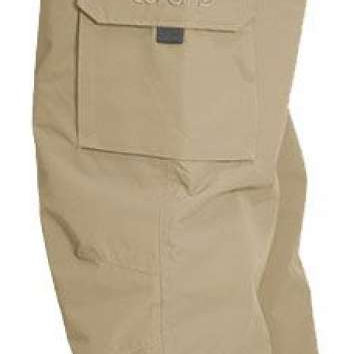 Turbine FDGB Shell Pant 2022 - Beige pants with a zippered pocket on the thigh and a logo patch on the upper leg.