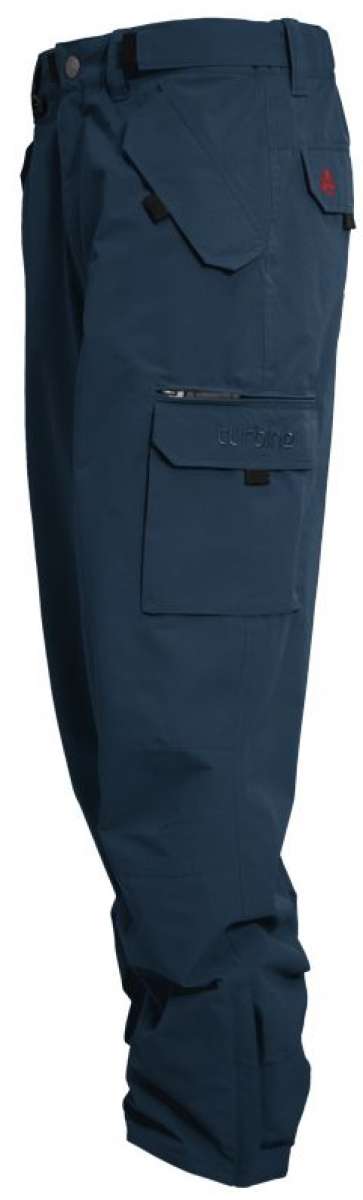 Turbine FDGB Shell Pant 2022 - Dark-colored shell pants with a zippered pocket on the thigh and a small red logo near the upper right side of the waistband.