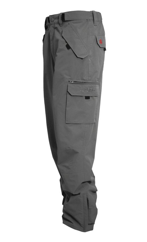 Turbine FDGB Shell Pant 2021 - A pair of gray pants with a red logo on the upper right pocket.