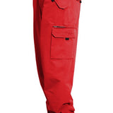 Turbine FDGB Shell Pant 2021 - A pair of red snow pants with a zippered pocket on the thigh and black hardware.