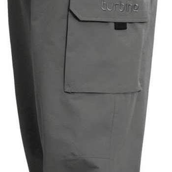 Turbine FDGB Shell Pants 2024 - Dark gray pants with a red logo on the upper left pocket.