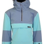 Turbine Girls Denali Insulated Anorak Jacket 2022-2023 - A light blue and grey anorak jacket with a hood, zipper closure, and two zippered pockets.