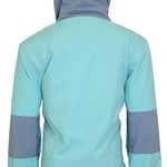 Turbine Girls Denali Insulated Anorak Jacket 2022-2023 - A light blue jacket with a hood, featuring two zippered pockets on the front and a zipper running down the center.