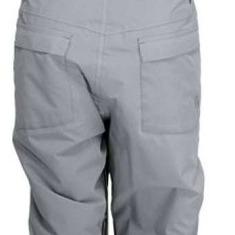 Turbine Girls Drifter Insulated Bib Pants 2024 - Light gray bib pants with black trim and adjustable straps.