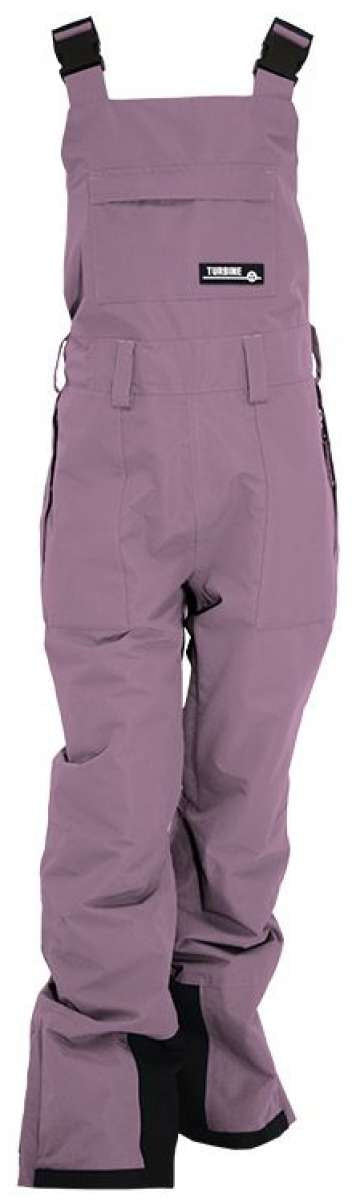 Turbine Girls Drifter Insulated Bib Pants 2024 - Light gray bib pants with black trim and adjustable straps.