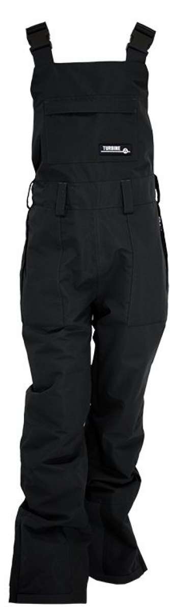 Turbine Girls Insulated Bib 2023 - Black bib overalls with a white logo on the front pocket.