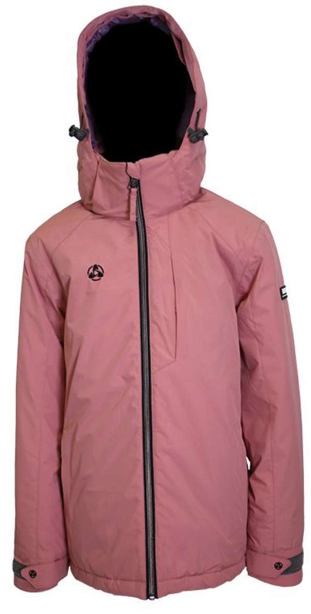 Turbine Girls Iris Insulated Jacket 2024 - A dusty rose-colored jacket with a black zipper and logo on the left chest area.