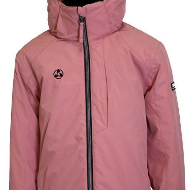 Turbine Girls Iris Insulated Jacket 2024 - A dusty rose-colored jacket with a black zipper and logo on the left chest area.