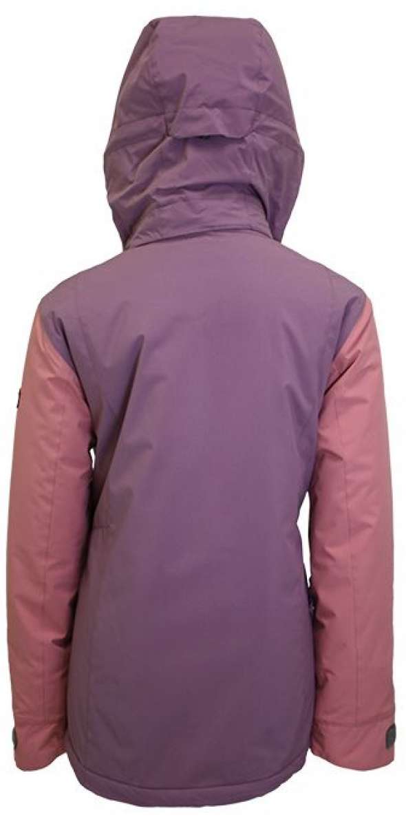 Turbine Girls Iris Insulated Jacket 2024 - A dusty rose-colored jacket with a hood, featuring a subtle floral pattern on the back and sleeves.